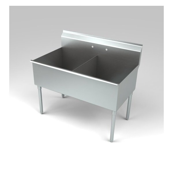 Economy Non NSF Two Compartment Sink, 18" W X 18" L-R Bowl